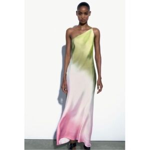 Size L Zara Tie-Dye Asymmetric Dress.